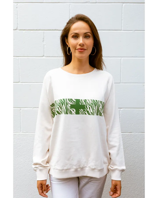 Stella + Gemma - Sweater - Off White Grassy Zebra