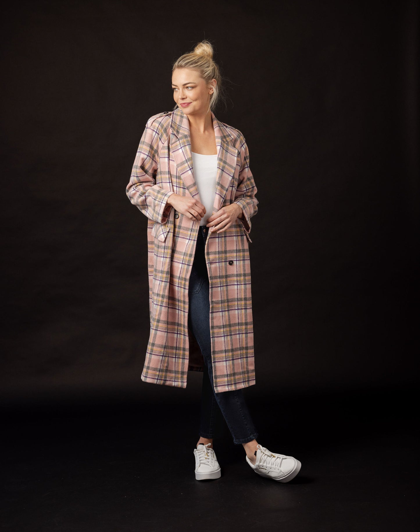 Mi Moso Clair Coat - Pink Check