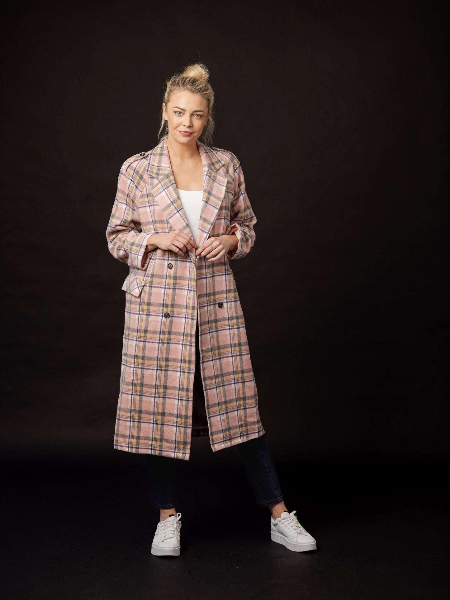 Mi Moso Clair Coat - Pink Check