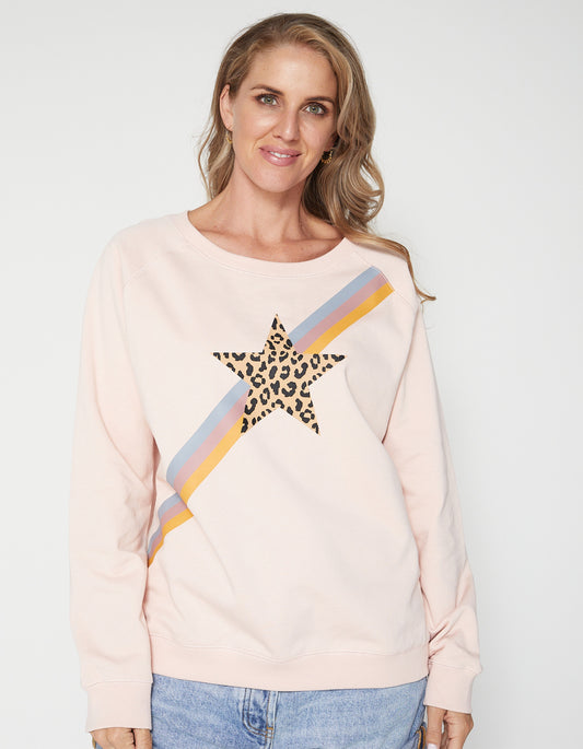 Stella + Gemma Sweater - Blush with Leopard star/stripe