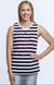 Home-Lee Taylor Singlet Black white stripes with Pink Heritage