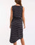 Silent Theory Waisted Midi Dress - black stripe