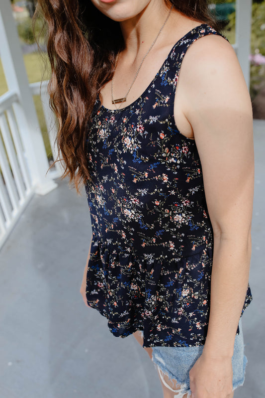 White Chalk Maeve Top Navy Mini Floral