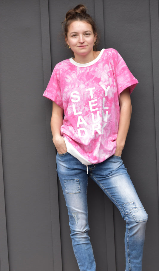 Style Laundry Tie Dye Slouch Tee Pink